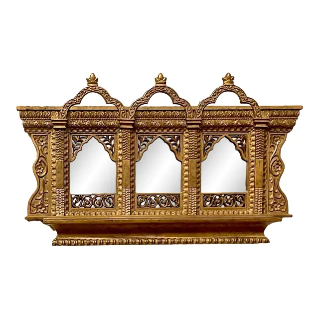 Vintage Boho Gilt Temple Wall Mirror — additional photo 1