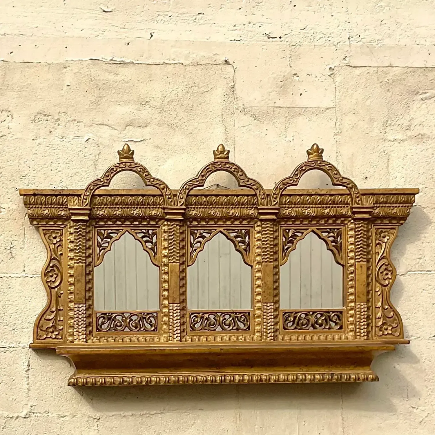 Vintage Boho Gilt Temple Wall Mirror — additional photo 2