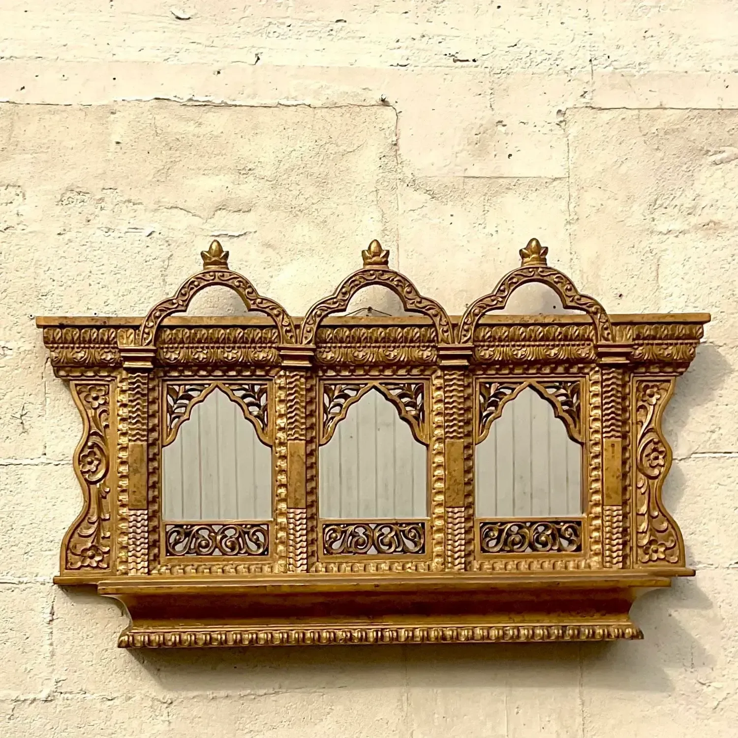 Vintage Boho Gilt Temple Wall Mirror — additional photo 3