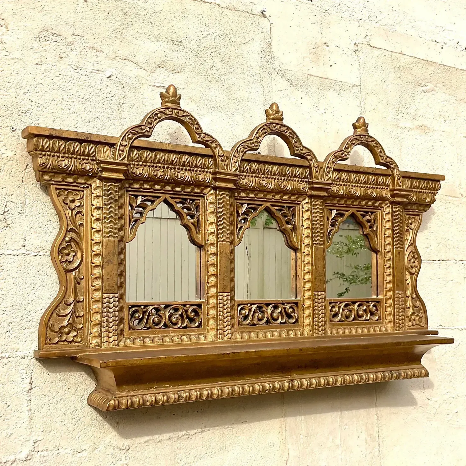 Vintage Boho Gilt Temple Wall Mirror — additional photo 4