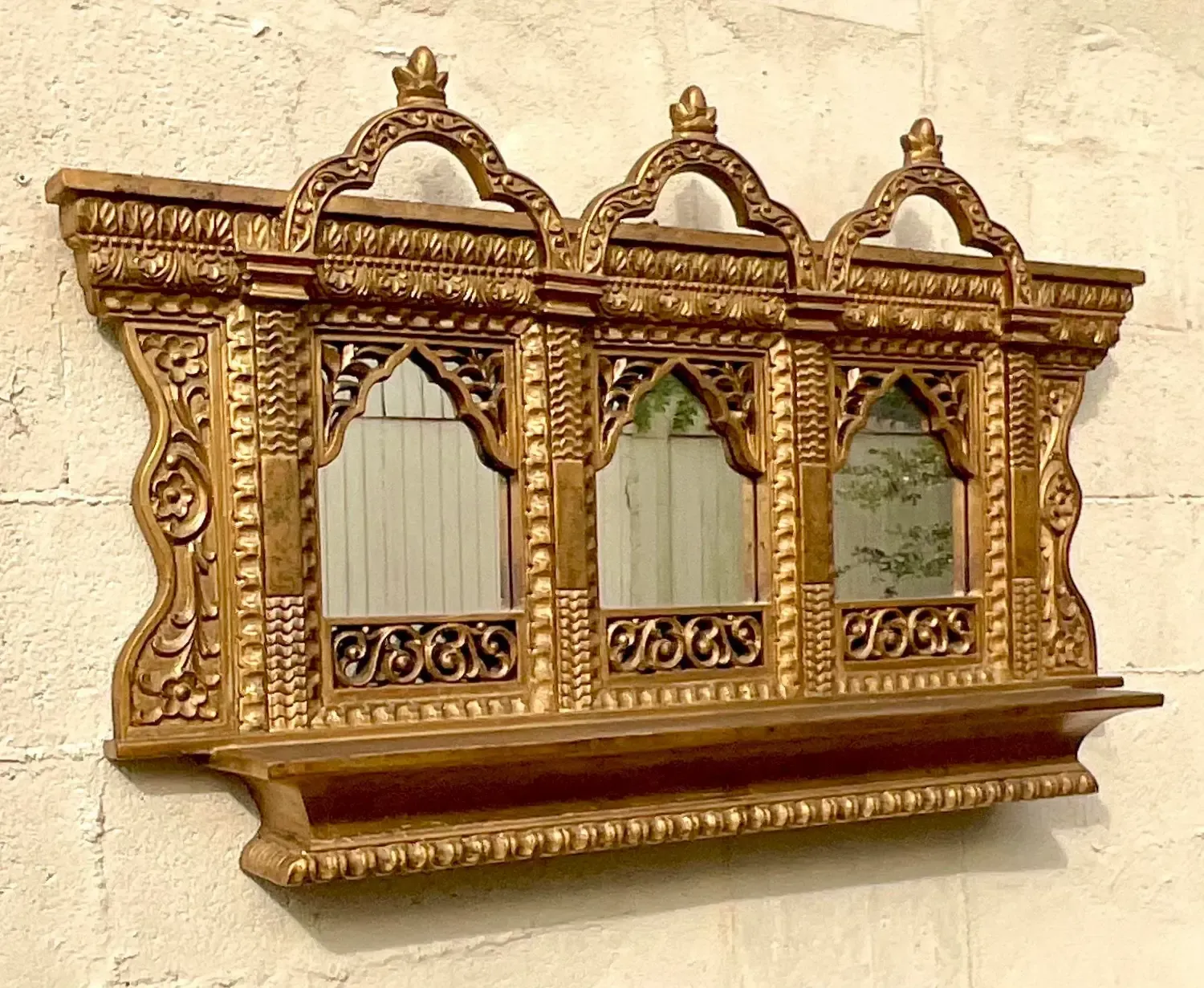 Vintage Boho Gilt Temple Wall Mirror — additional photo 5