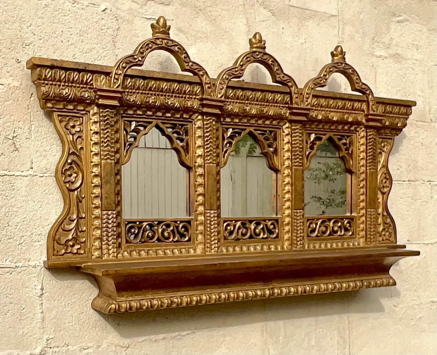 Vintage Boho Gilt Temple Wall Mirror — additional photo 6