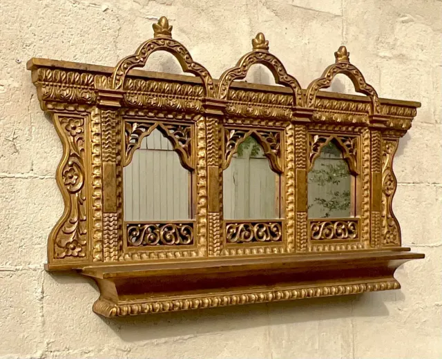 Vintage Boho Gilt Temple Wall Mirror — additional photo 6