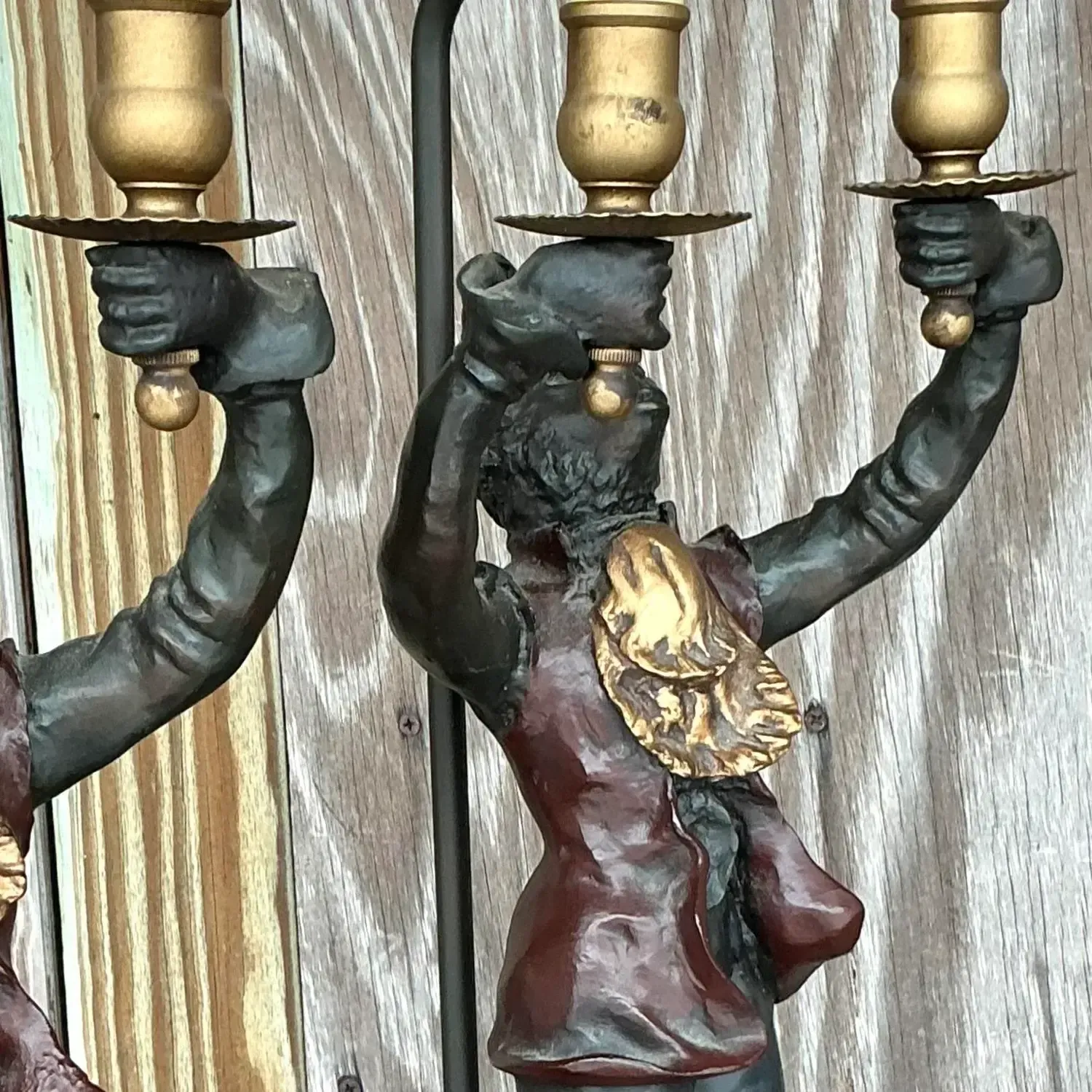 Vintage Boho Gilt Tipped Monkey Lamps - a Pair — additional photo 3