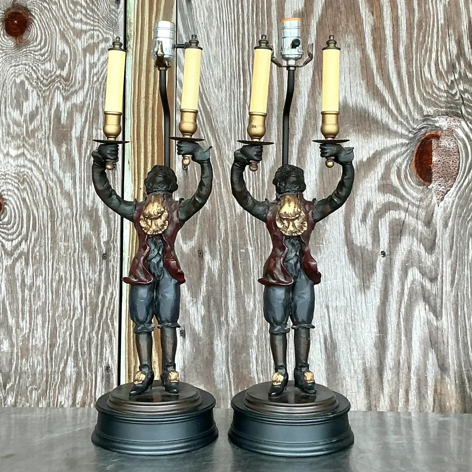 Vintage Boho Gilt Tipped Monkey Lamps - a Pair — additional photo 4