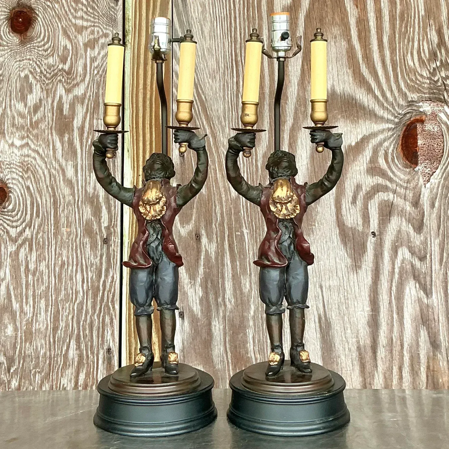 Vintage Boho Gilt Tipped Monkey Lamps - a Pair — additional photo 5