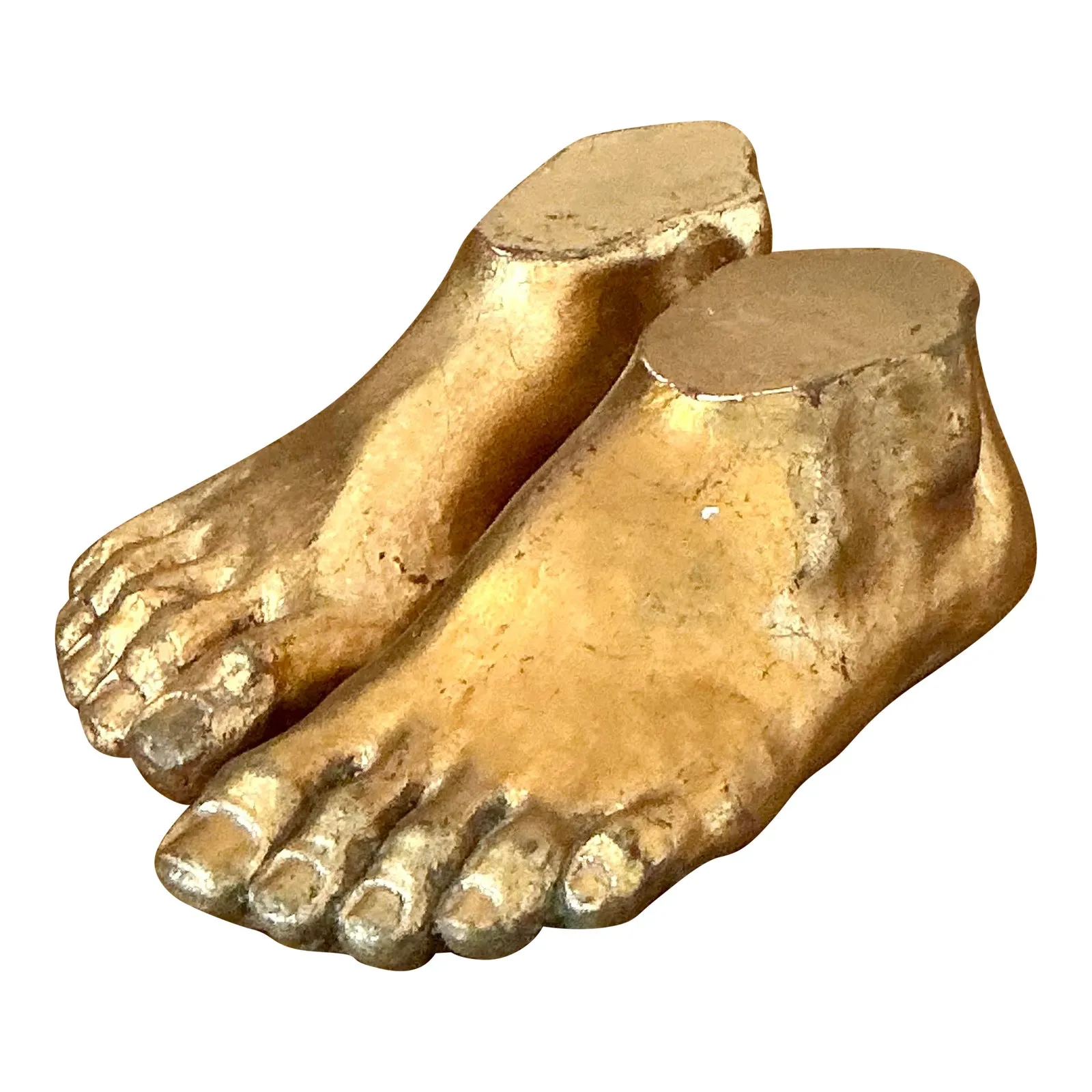 Vintage Boho Gilt Tipped Plaster Feet - Set of 2