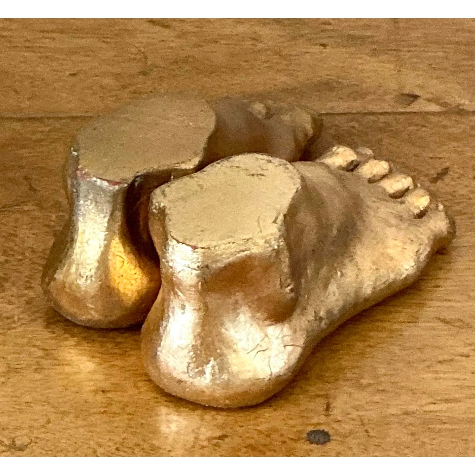 Vintage Boho Gilt Tipped Plaster Feet - Set of 2 — additional photo 2