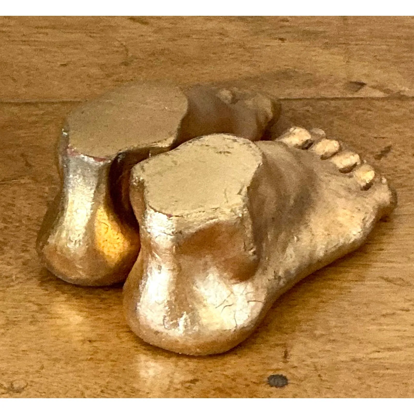 Vintage Boho Gilt Tipped Plaster Feet - Set of 2 — additional photo 3