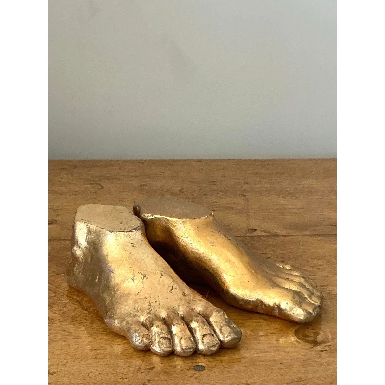 Vintage Boho Gilt Tipped Plaster Feet - Set of 2 — additional photo 4