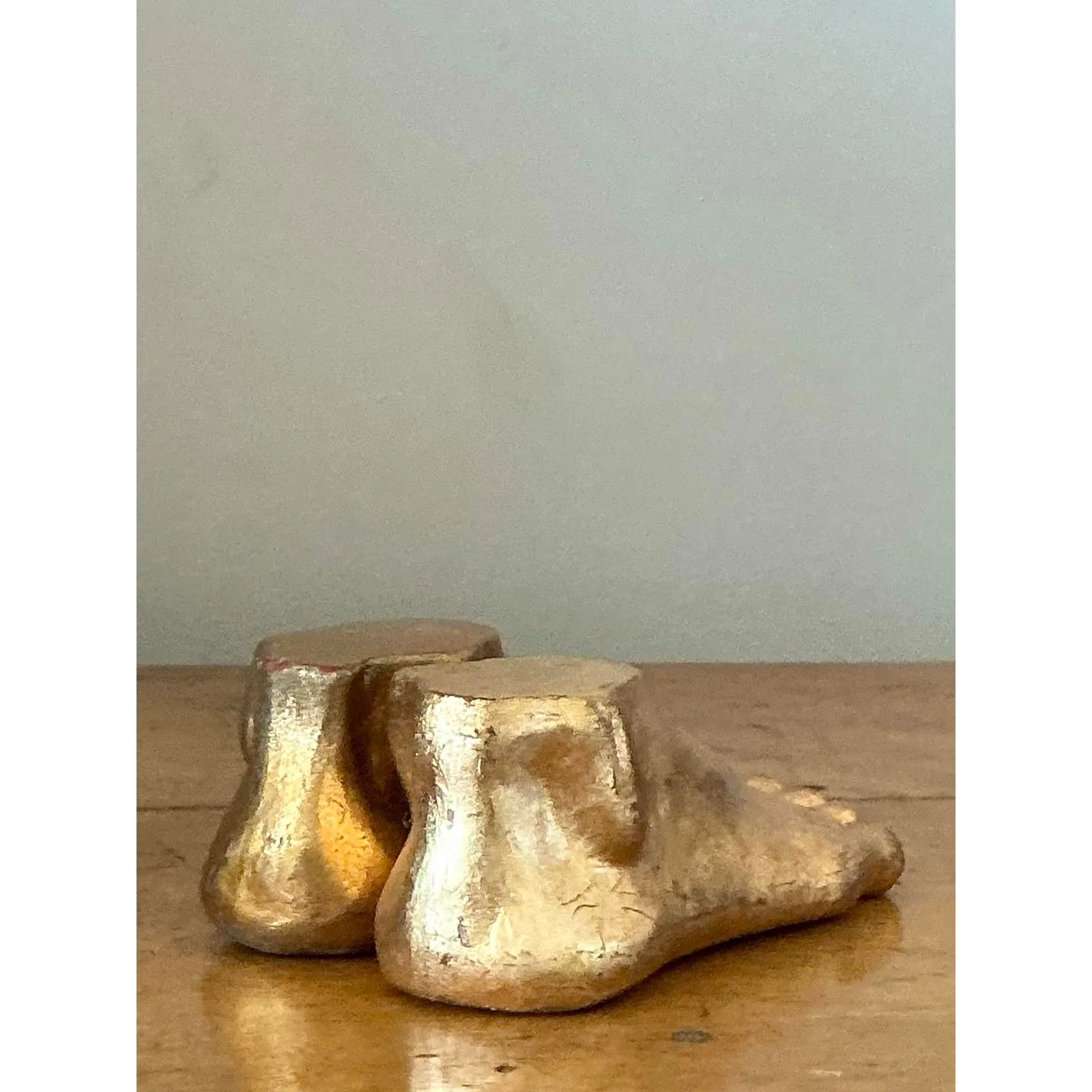 Vintage Boho Gilt Tipped Plaster Feet - Set of 2 — additional photo 5