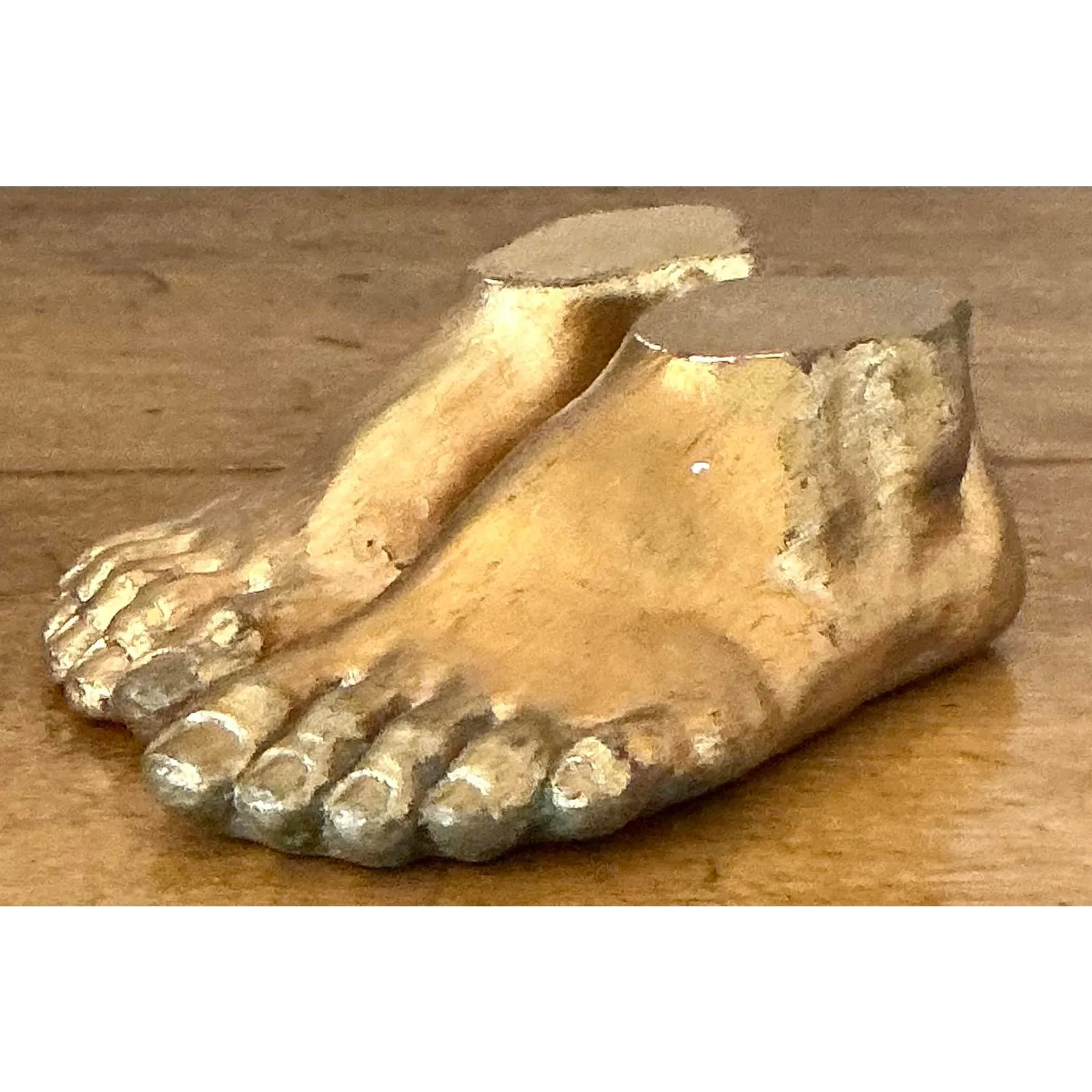 Vintage Boho Gilt Tipped Plaster Feet - Set of 2 — additional photo 6