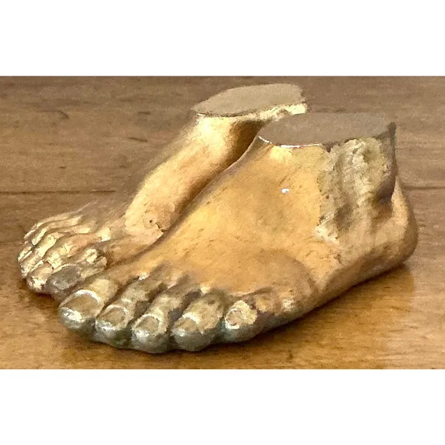 Vintage Boho Gilt Tipped Plaster Feet - Set of 2 — additional photo 6