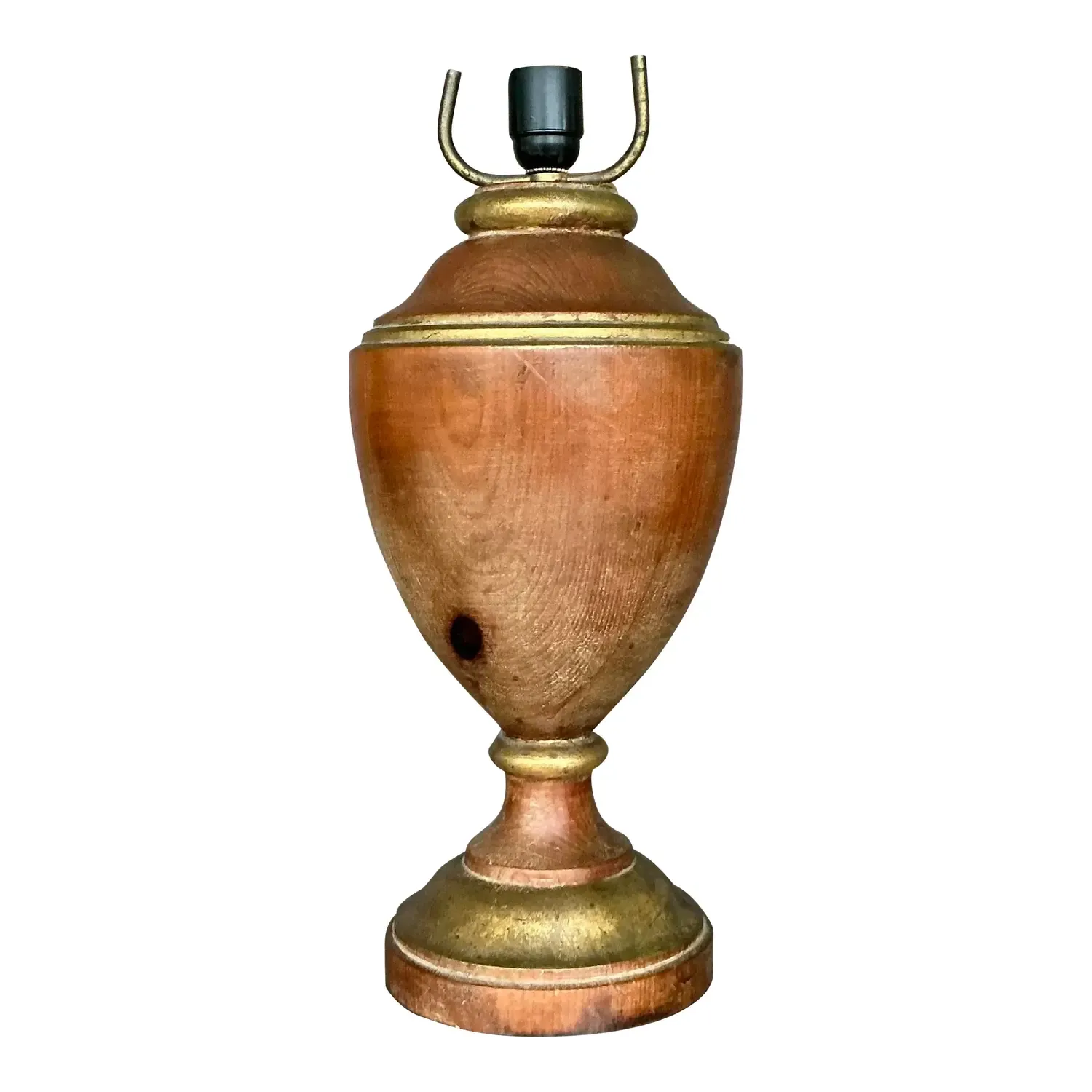 Vintage Boho Gilt Tipped Turned Wood Lamp — additional photo 1