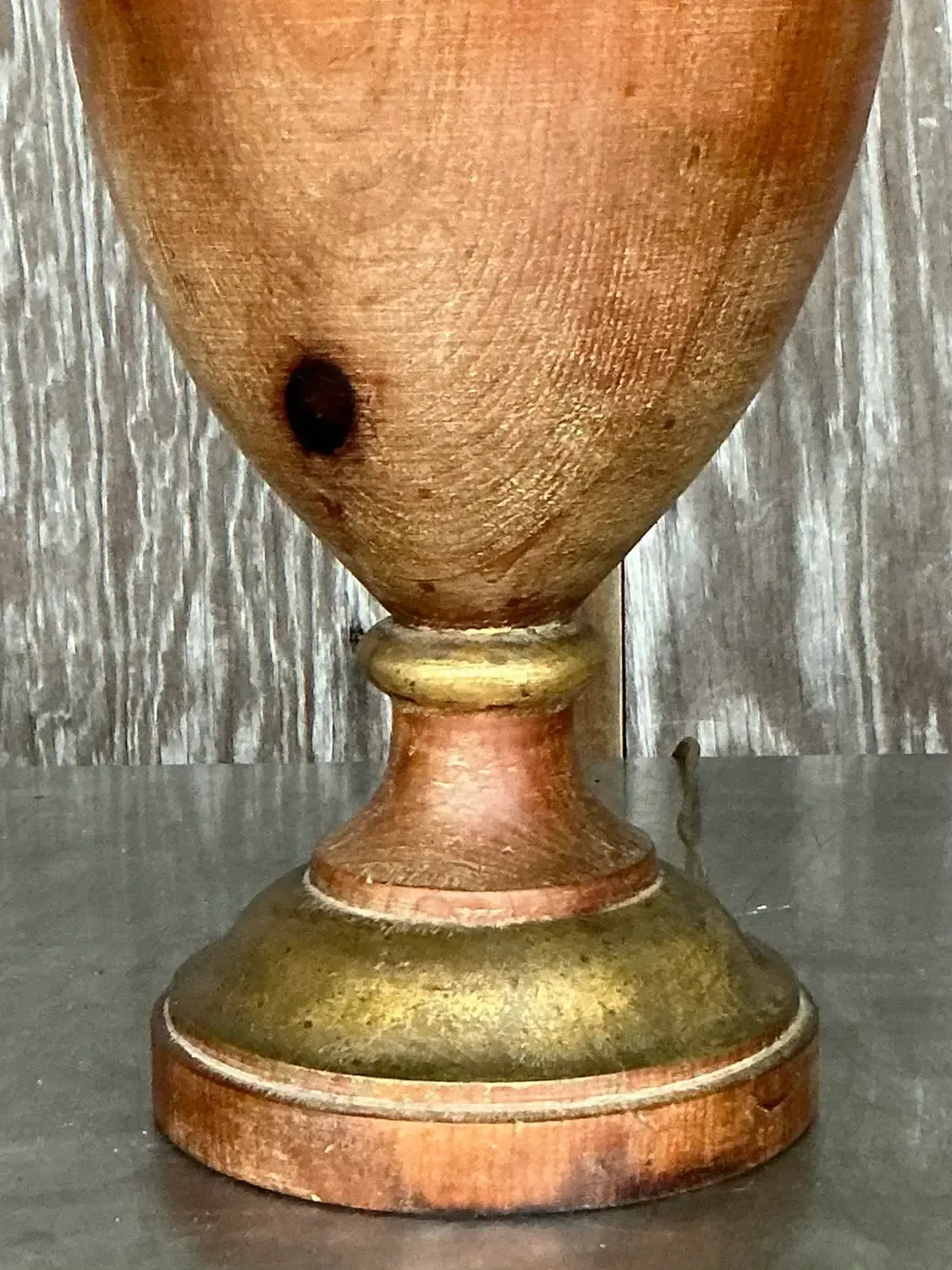 Vintage Boho Gilt Tipped Turned Wood Lamp — additional photo 7