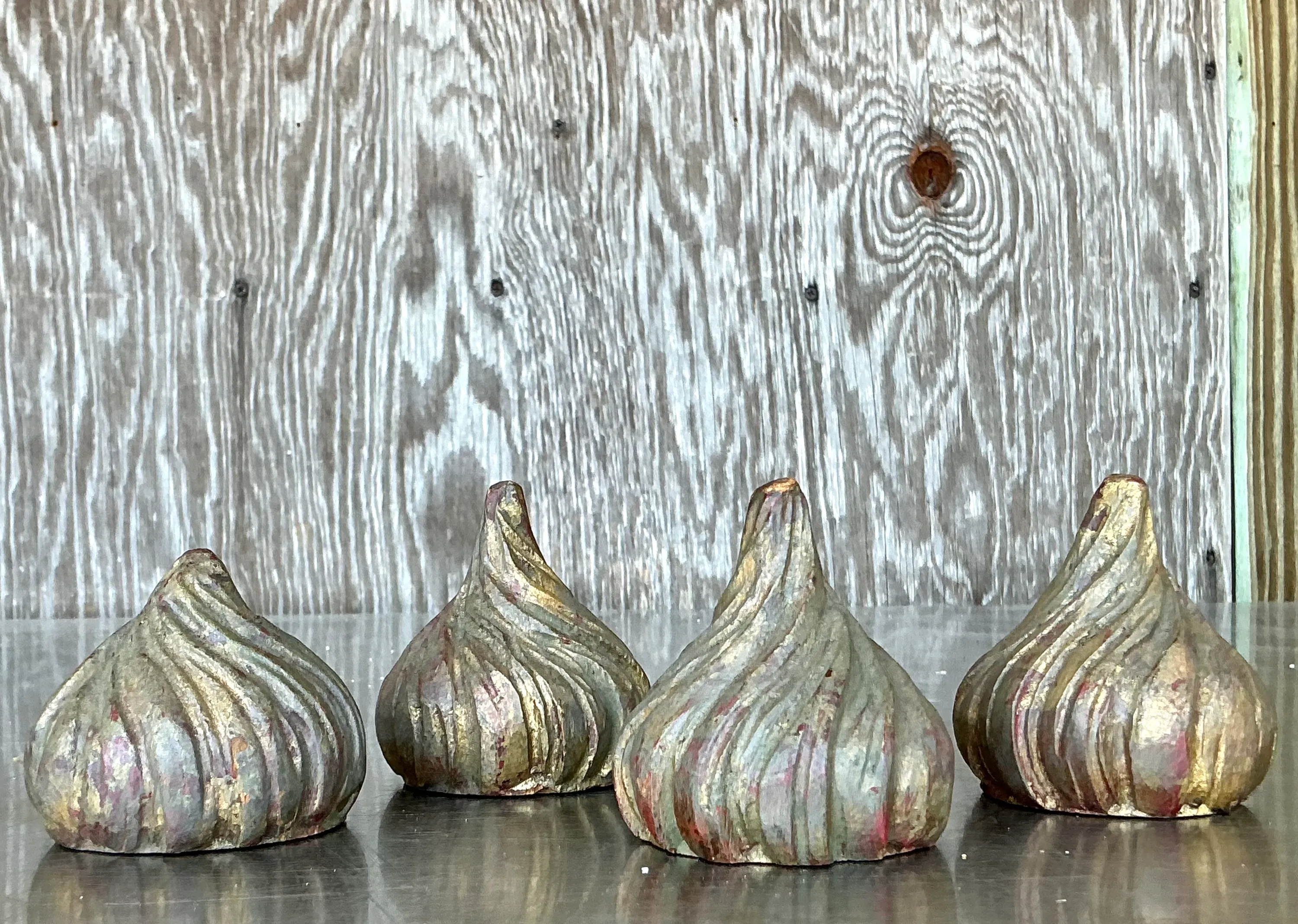Vintage Boho Gilt Tipped Wood Spires - Set Of 4 — additional photo 1