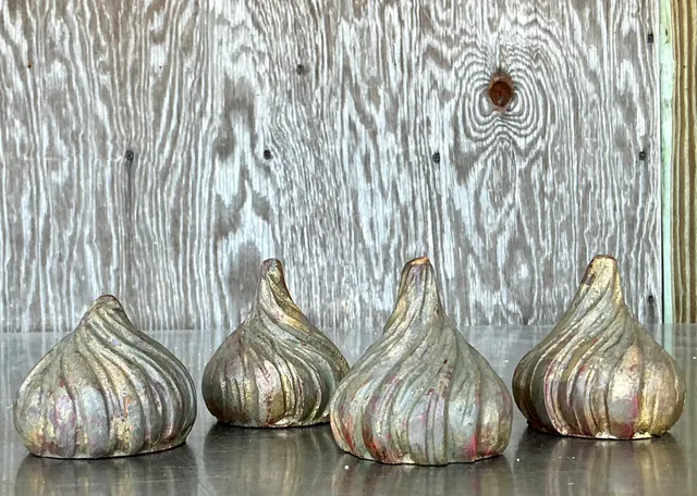 Vintage Boho Gilt Tipped Wood Spires - Set Of 4 — additional photo 1