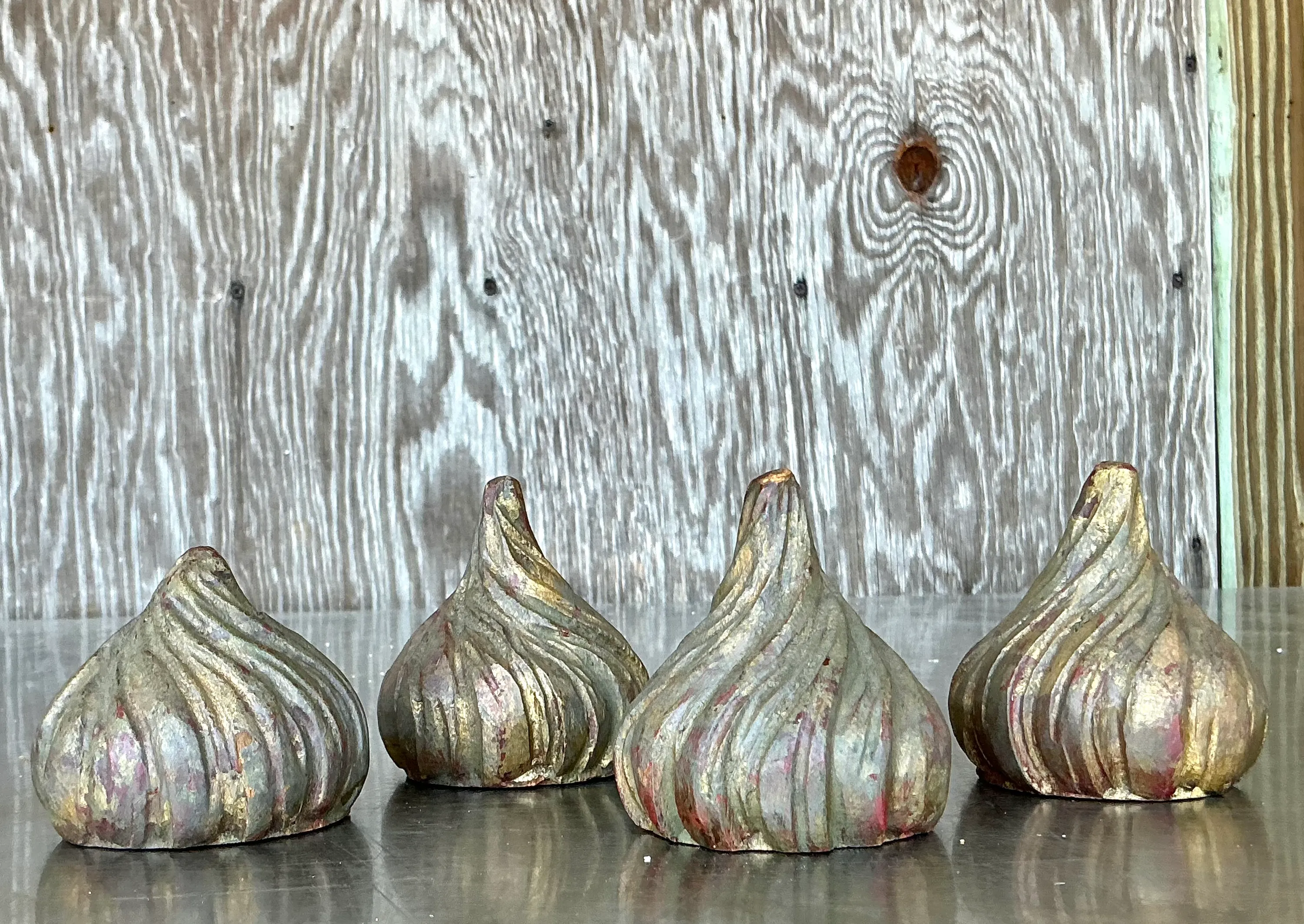 Vintage Boho Gilt Tipped Wood Spires - Set Of 4 — additional photo 2