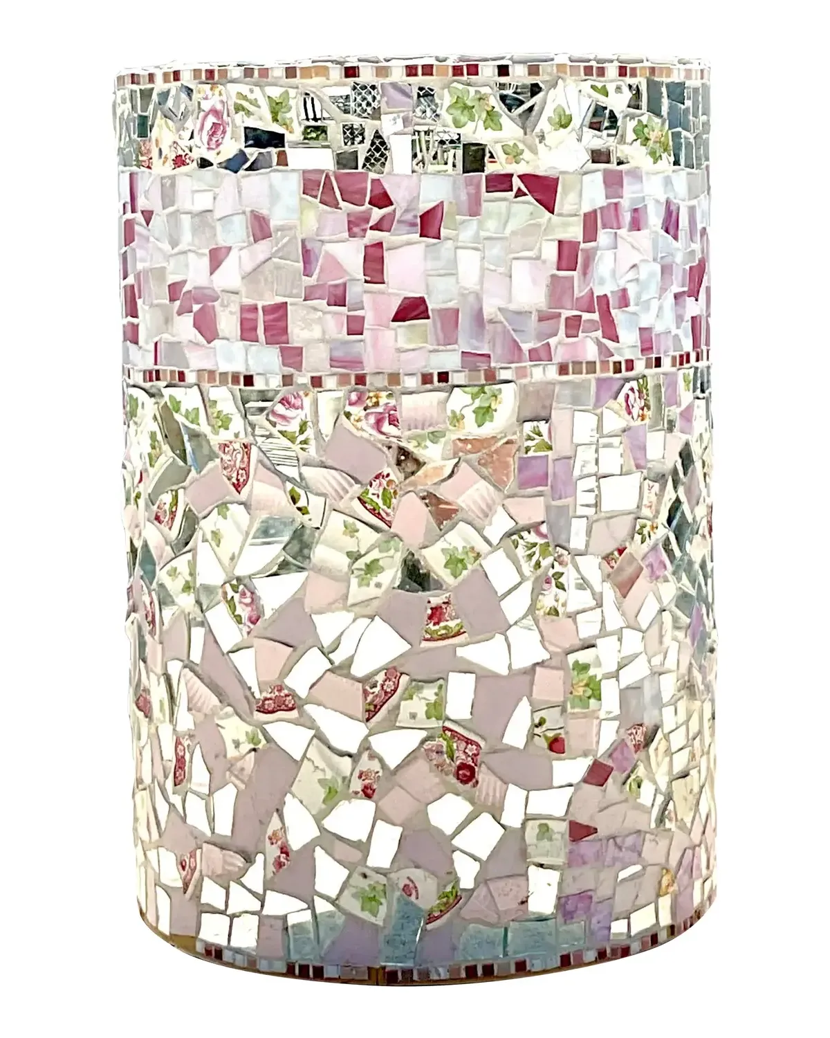 Vintage Boho Glass and Ceramic Mosaic Dining Table Pedestal