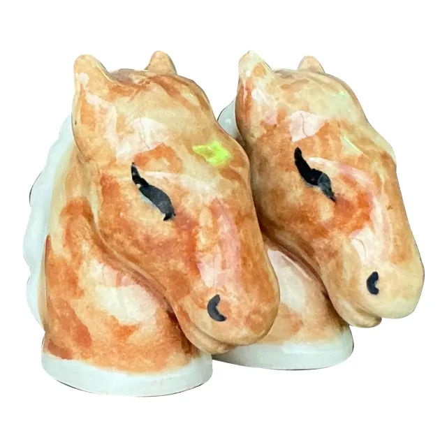 Vintage Boho Glazed Ceramic Horse Salt and Pepper Shakers - a Pair — additional photo 1