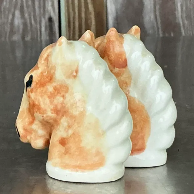 Vintage Boho Glazed Ceramic Horse Salt and Pepper Shakers - a Pair — additional photo 2