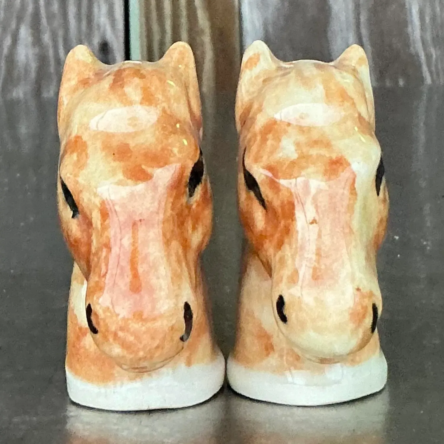 Vintage Boho Glazed Ceramic Horse Salt and Pepper Shakers - a Pair — additional photo 3