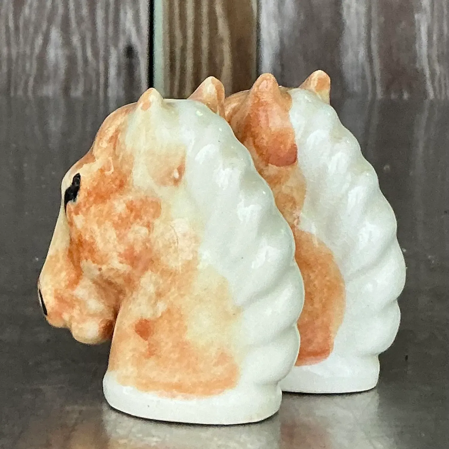 Vintage Boho Glazed Ceramic Horse Salt and Pepper Shakers - a Pair — additional photo 5
