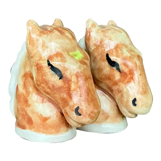 Vintage Boho Glazed Ceramic Horse Salt and Pepper Shakers - a Pair — additional photo 8