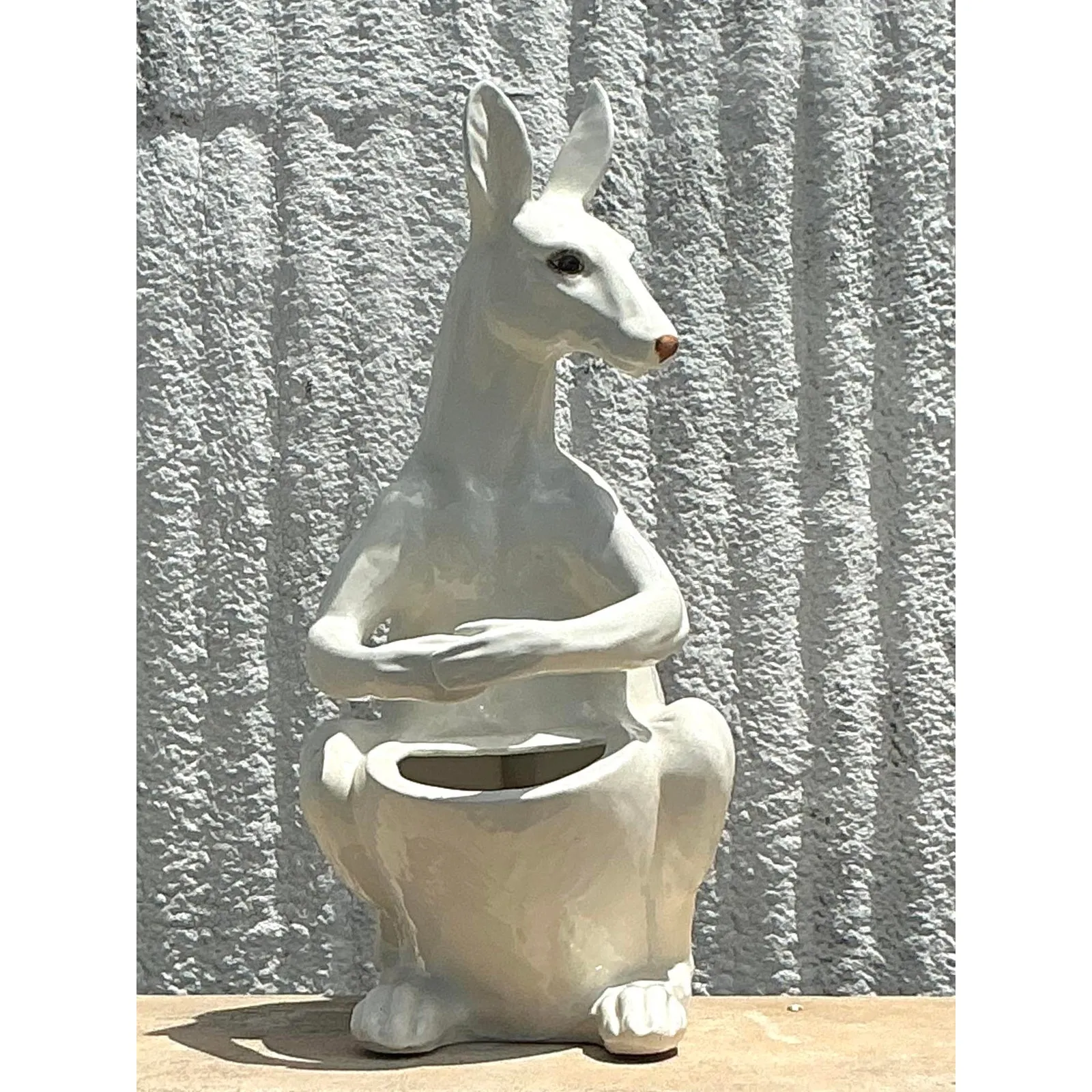 Vintage Boho Glazed Ceramic Kangaroo Planter — additional photo 3