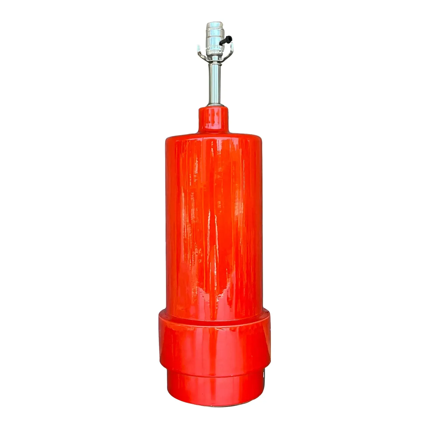 Vintage Boho Glazed Ceramic Lamp - Ceramic, 7.75W x 24.75H — additional photo 1