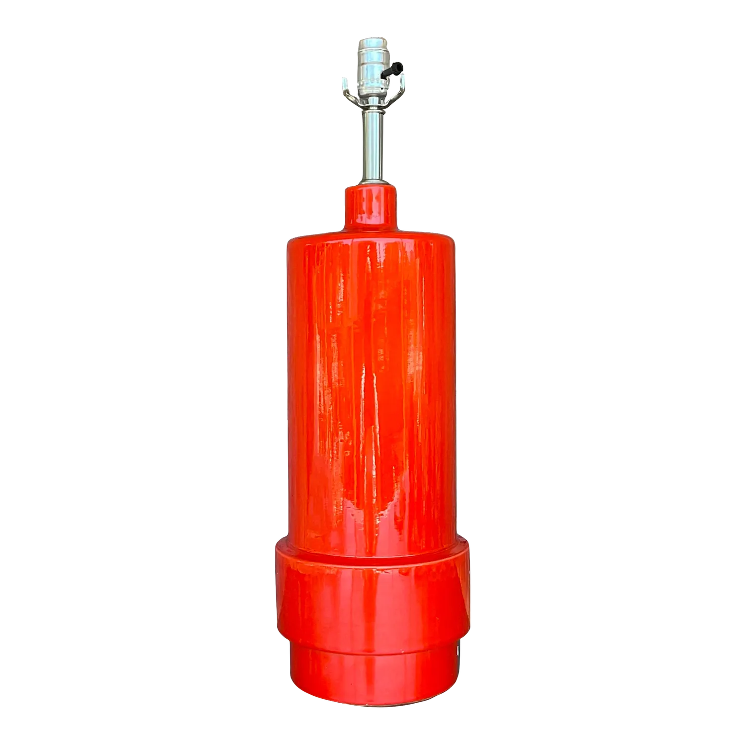 Vintage Boho Glazed Ceramic Lamp - Ceramic, 7.75W x 24.75H — additional photo 2