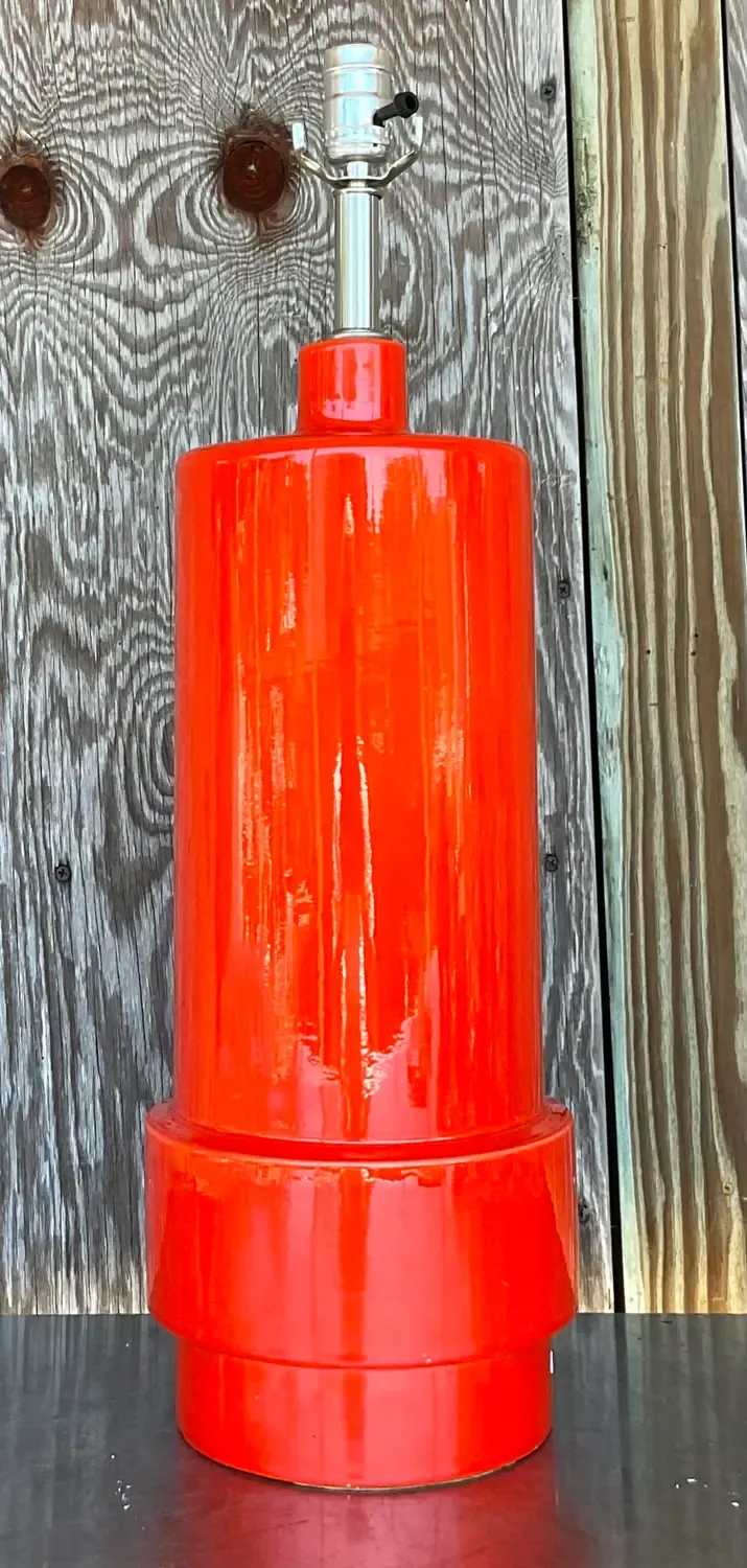 Vintage Boho Glazed Ceramic Lamp - Ceramic, 7.75W x 24.75H — additional photo 4