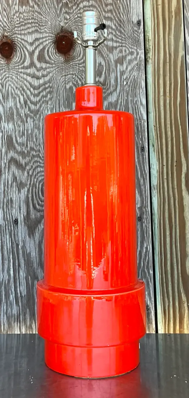 Vintage Boho Glazed Ceramic Lamp - Ceramic, 7.75W x 24.75H — additional photo 4