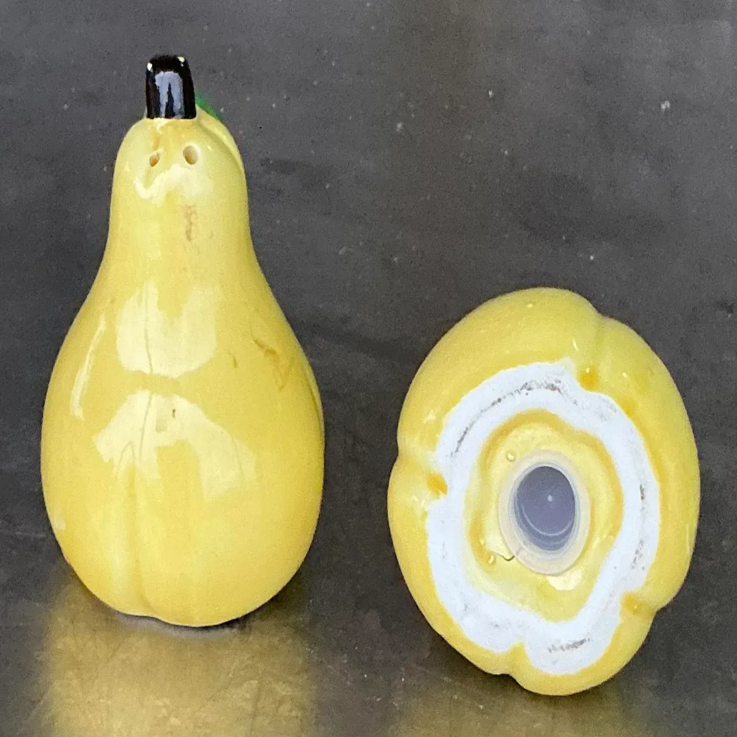 Vintage Boho Glazed Ceramic Pear Salt and Pepper Shakers — additional photo 1
