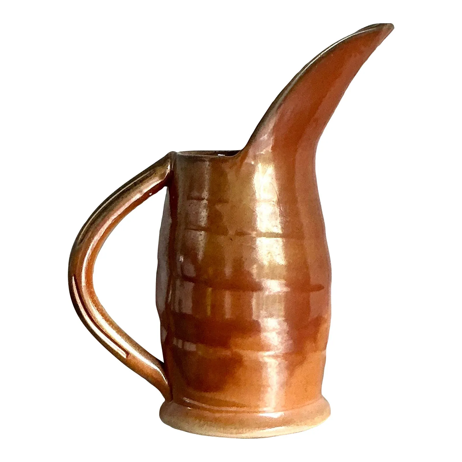Vintage Boho Glazed Ceramic Pitcher — additional photo 1