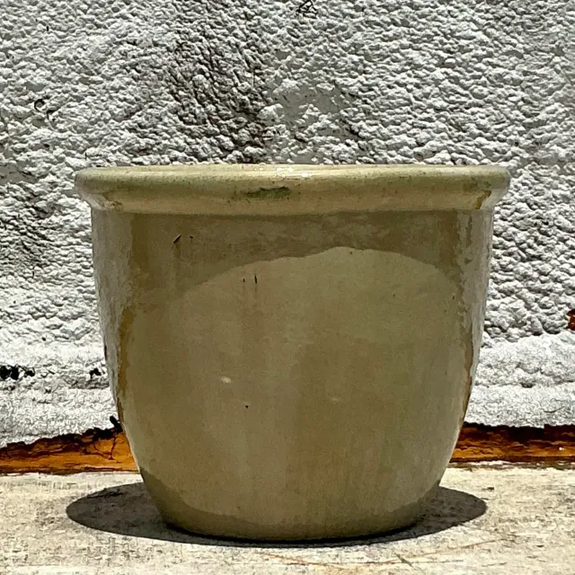 Vintage Boho Glazed Ceramic Planter - Ceramic, 18.75W x 15H — additional photo 1