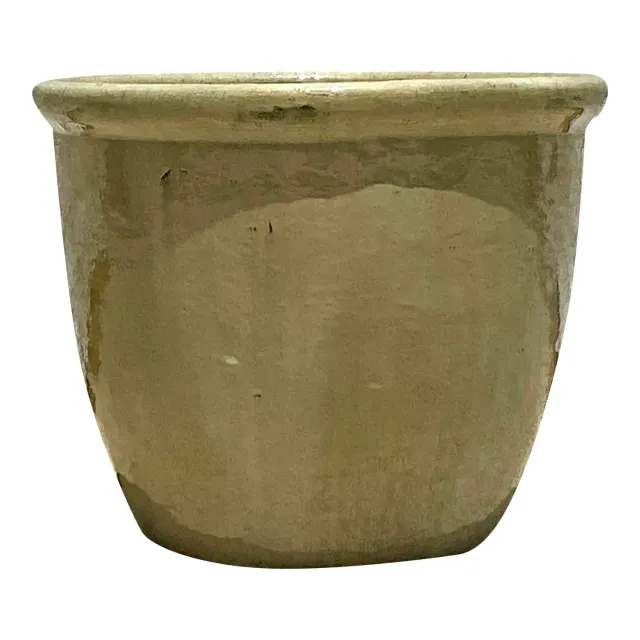 Vintage Boho Glazed Ceramic Planter - Ceramic, 18.75W x 15H — additional photo 2