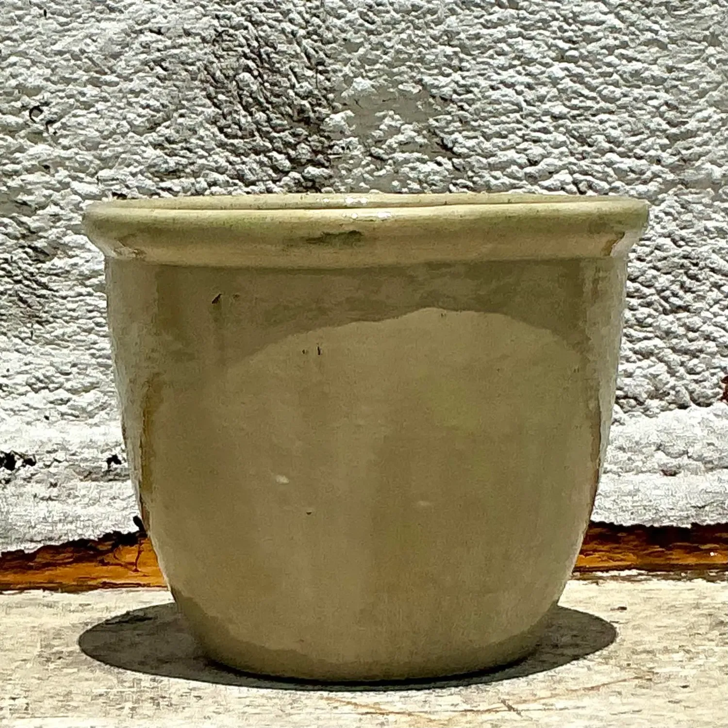 Vintage Boho Glazed Ceramic Planter - Ceramic, 18.75W x 15H — additional photo 3