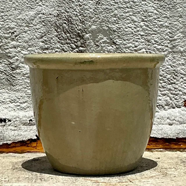 Vintage Boho Glazed Ceramic Planter - Ceramic, 18.75W x 15H — additional photo 5