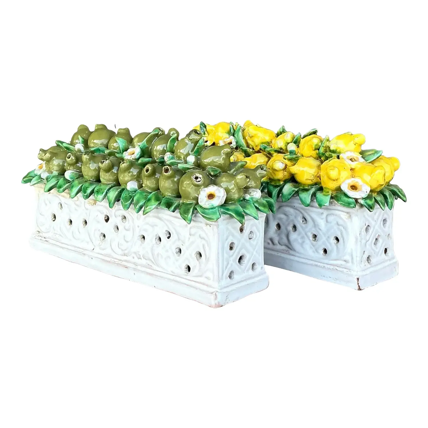 Vintage Boho Glazed Ceramic Planters - a Pair — additional photo 2