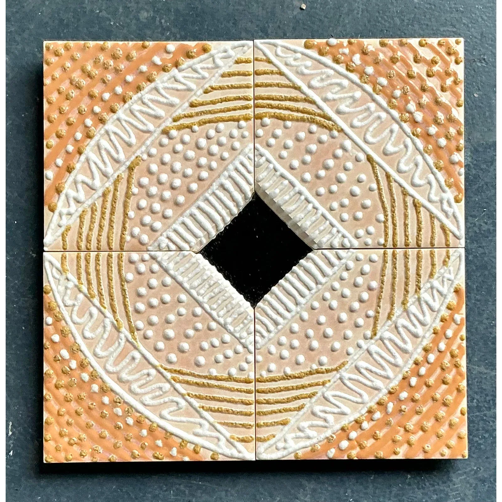 Vintage Boho Glazed Ceramic Tile Mirror — additional photo 6