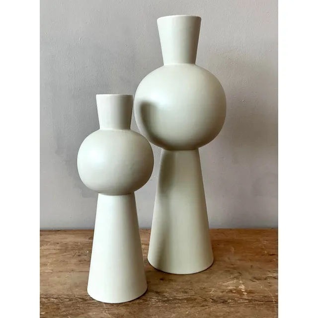 Vintage Boho Glazed Ceramic Vase - Set of 2 — additional photo 4
