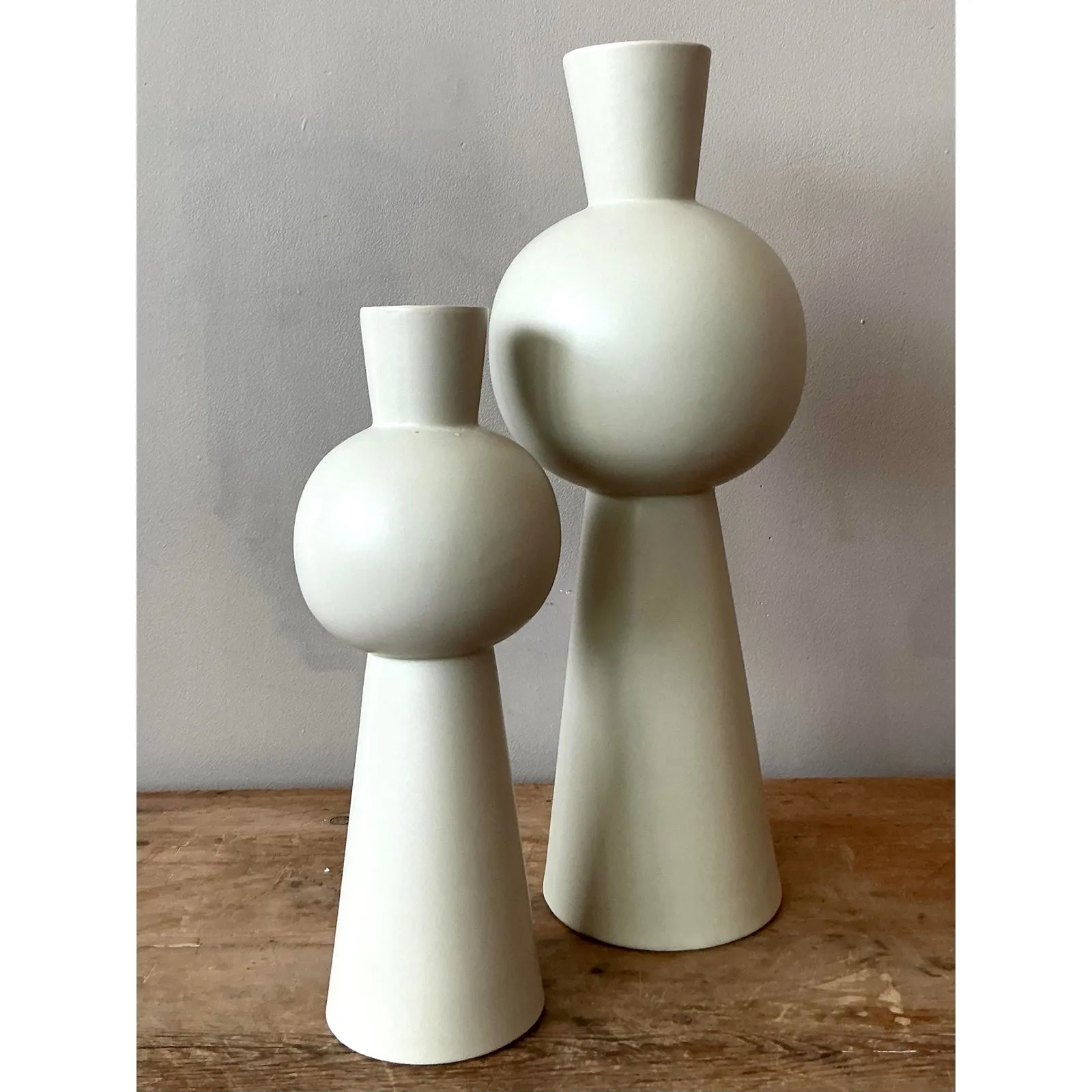 Vintage Boho Glazed Ceramic Vase - Set of 2 — additional photo 6