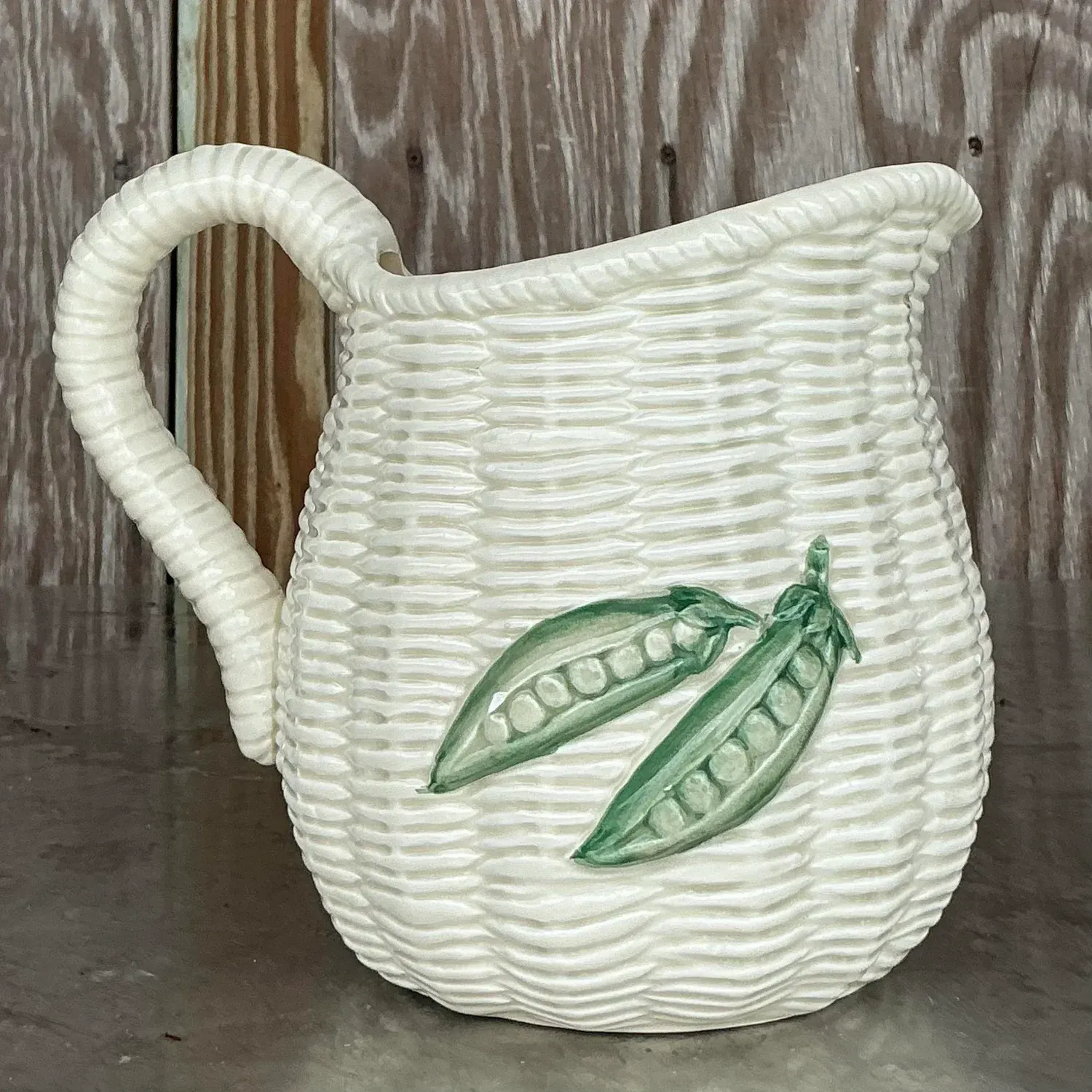 Vintage Boho Glazed Ceramic Vegetable Pitcher — additional photo 1