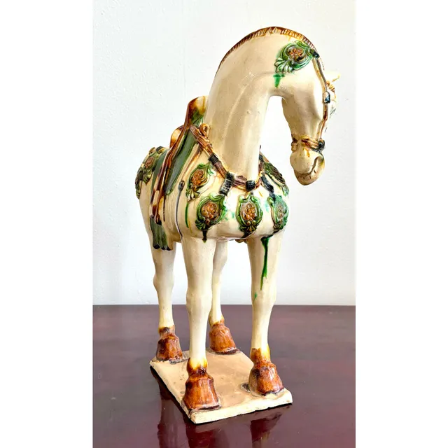 Vintage Boho Glazed Cermic Horse Statue — additional photo 1