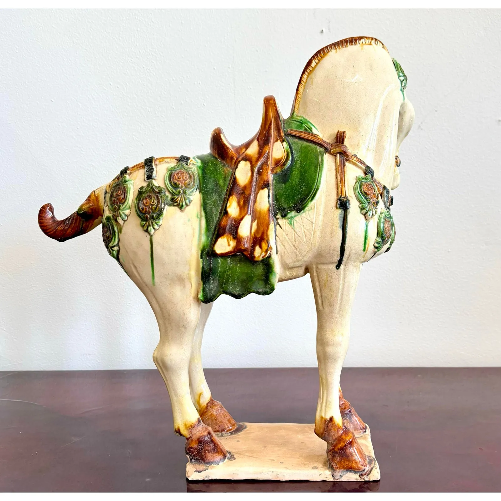 Vintage Boho Glazed Cermic Horse Statue — additional photo 2