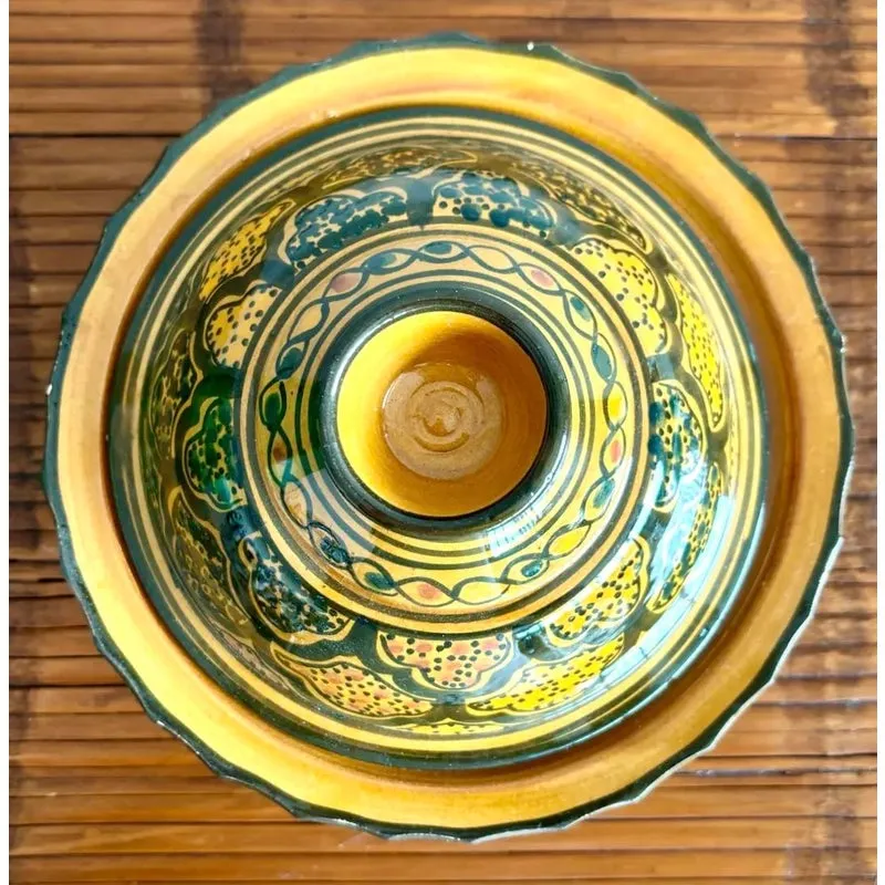 Vintage Boho Glazed Lidded Ceramic Dish — additional photo 2