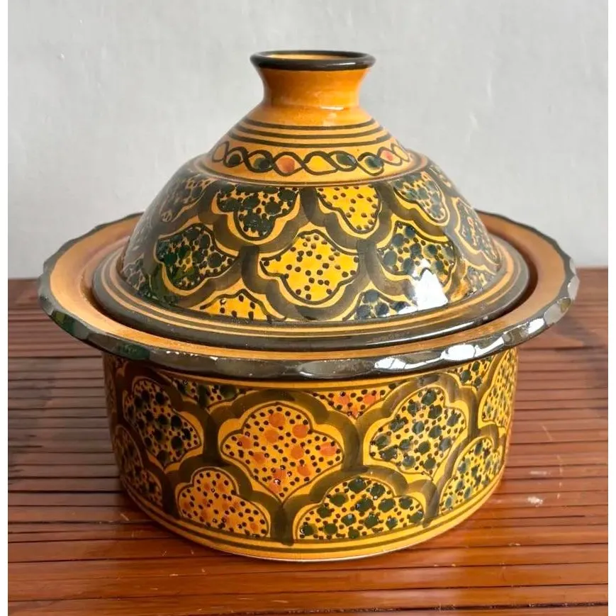 Vintage Boho Glazed Lidded Ceramic Dish — additional photo 3