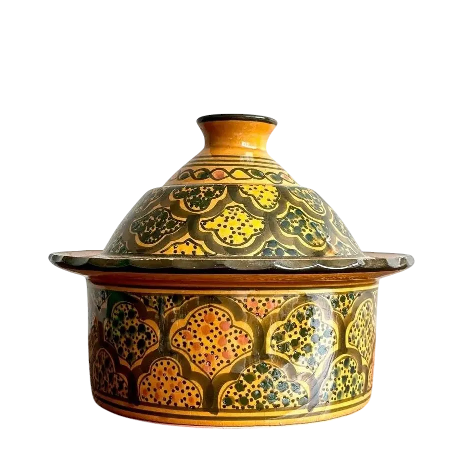 Vintage Boho Glazed Lidded Ceramic Dish — additional photo 5