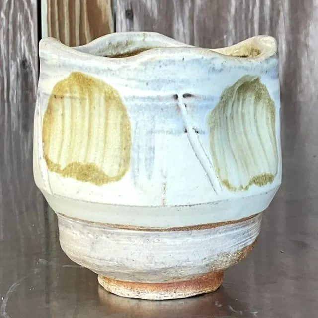 Vintage Boho Glazed Studio Pottery Vase — additional photo 2